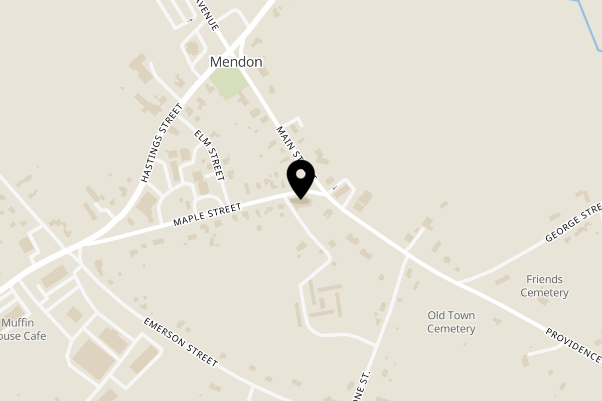 Map showing the location of SereniTea House on 4 Maple St in Mendon